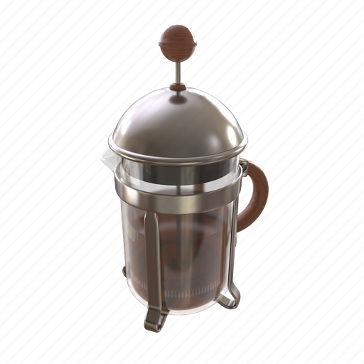 French press, coffee, cafe, drink, utensil, beverage, pot 3D illustration - Download on Iconfinder