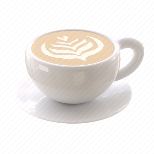 Latte art, coffee, beverage, caffeine, drink, milk, foam 3D illustration - Download on Iconfinder