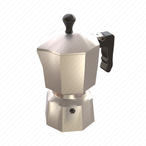 Moka pot, brewing, mocha, cafe, coffee maker, barista, percolator pot 3D illustration - Download on Iconfinder