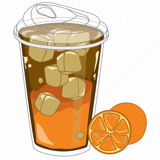 Coffee, and, drink, iced orange americano, orange americano, iced orange longblack icon - Download on Iconfinder