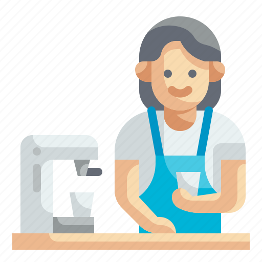 Barista, woman, cafe, waiter, brew icon - Download on Iconfinder