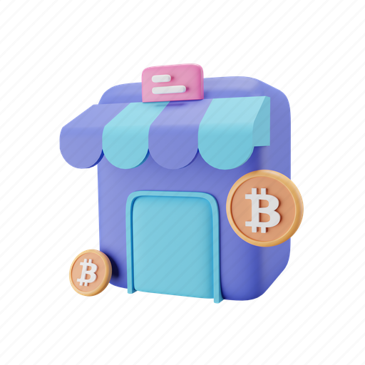 Bitcoin, shop, ecommerce 3D illustration - Download on Iconfinder