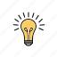bright, creative, idea, lamp, light bulb, office, work 