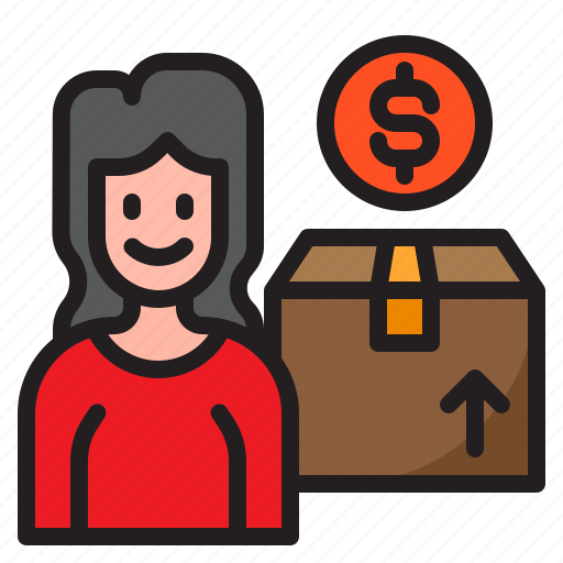 Delivery, woman, shipping, box, money icon - Download on Iconfinder