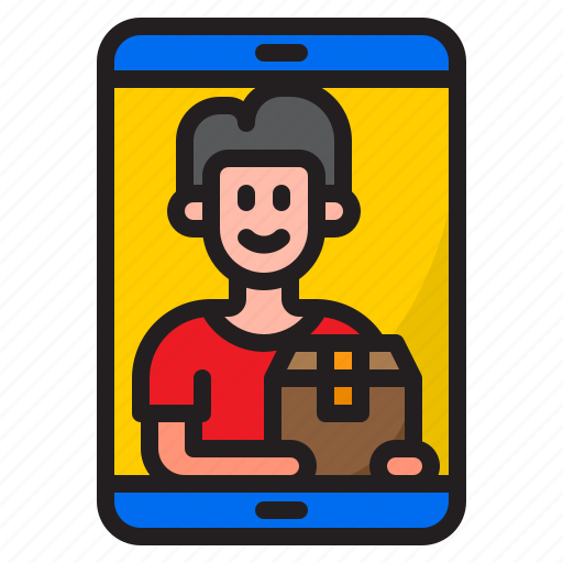 Smartphone, delivery, man, shipping, box icon - Download on Iconfinder
