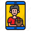 smartphone, delivery, man, shipping, box 