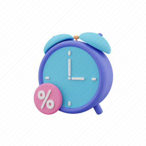 Discounted, time, clock 3D illustration - Download on Iconfinder
