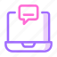 chat, communication icon, laptop, mail, message 