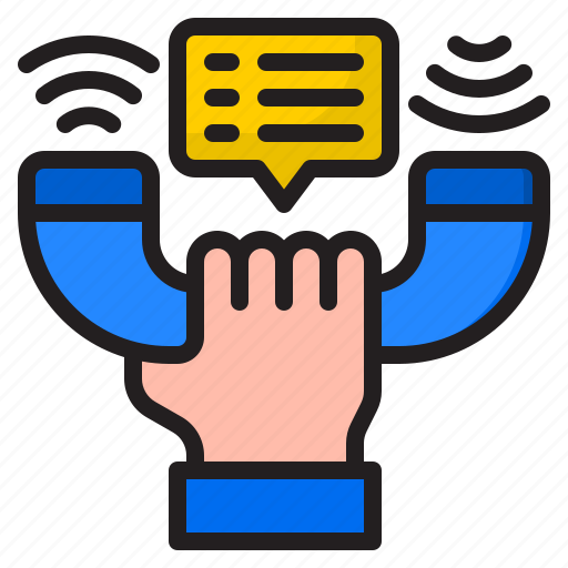 Phone, call, speech, bubble, message, communication, hand icon - Download on Iconfinder