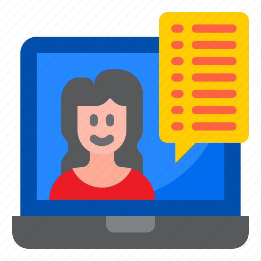 Message, chat, laptop, woman, comminication icon - Download on Iconfinder