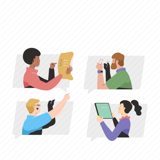 Conference, call, online, meeting, group, chat, communication illustration - Download on Iconfinder