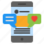 social media, communication, interaction, phone, smartphone, mobile, message icon 