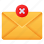 message, mail, envelope, communication, error, delete message 