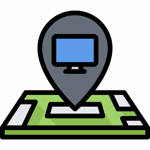 Computer, electronics, location, map, microelectronics, pin, repair icon - Download on Iconfinder