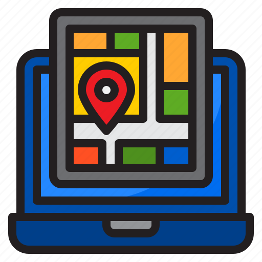 Map, loaction, pin, laptop, check, in icon - Download on Iconfinder