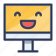 computer, happy, emoticon, emoji, laugh 