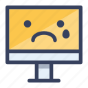 computer, emoji, emoticon, cry, sad