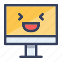 computer, happy, emoticon, emoji, laugh