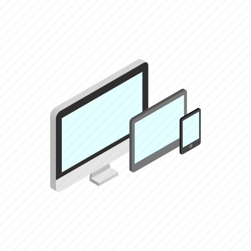 Design, electronic, isometric, monitor, smartphone, tablet, web icon - Download on Iconfinder