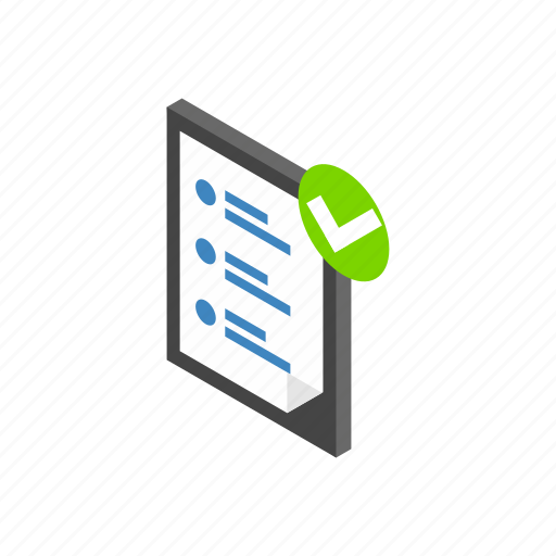 Check, checklist, clipboard, document, isometric, list, web icon - Download on Iconfinder