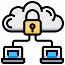 cloud, data, laptop, lock, notebook, security