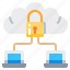 cloud, data, laptop, lock, notebook, security 