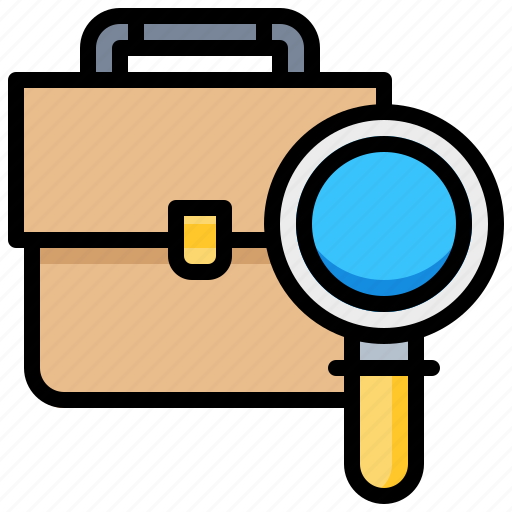 Bag, business, find, magnify, search, suitcase icon - Download on Iconfinder
