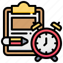 clock, document, pencil, report, task, time 
