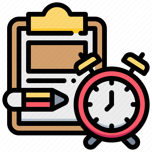 Clock, document, pencil, report, task, time icon - Download on Iconfinder