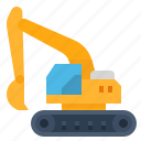 bulldozer, construction, excavator, transport