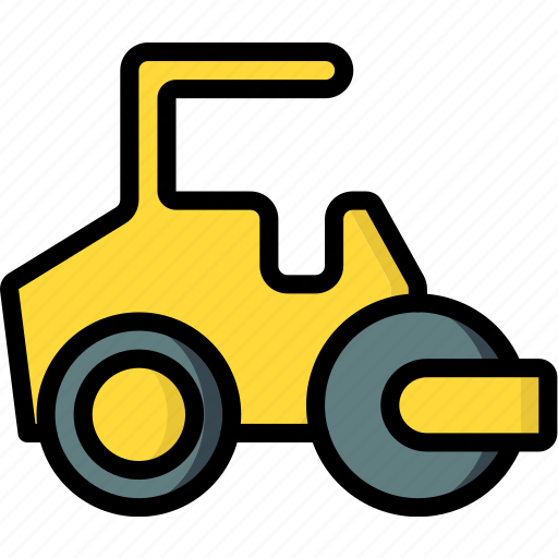 Construction, machinery, road, roller, transport icon - Download on Iconfinder