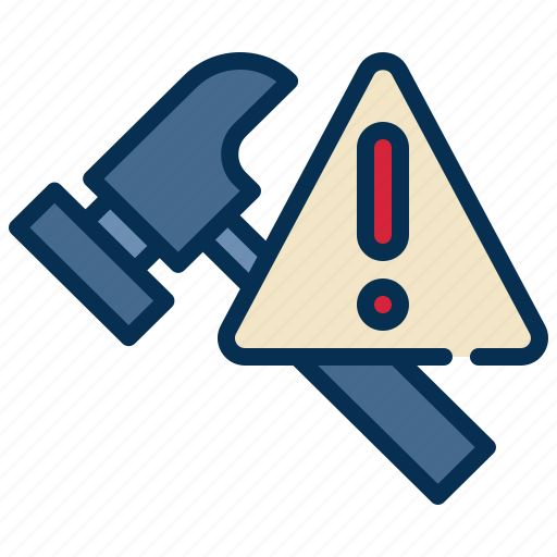 Hammer, construction, tool, beware, warning, exclamation icon - Download on Iconfinder