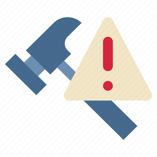 Hammer, construction, tool, beware, warning, exclamation icon - Download on Iconfinder