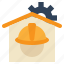 home, construction, building, gear, cog, safety, hat 