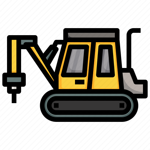 Hammer, excavator, constructioncar, transportation, truck, bulldozer icon - Download on Iconfinder