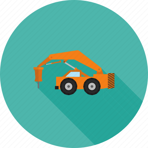 Building, construction, destroy, heavy machine, machine, rock breaker, truck icon - Download on Iconfinder