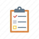 checklist, clipboard, document, ticks