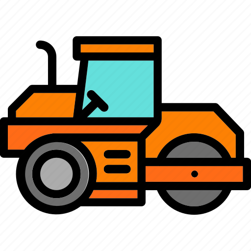 Steamroller, road, roller, compactor, construction icon - Download on Iconfinder