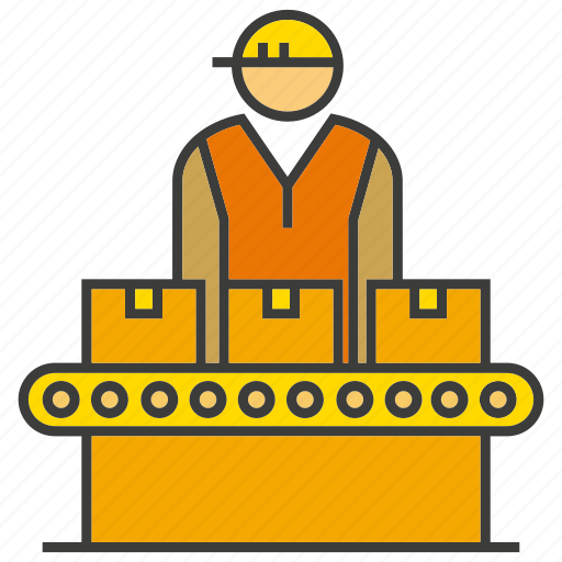 Box, engineer, factory, labor, manufacturing, operator, production line icon - Download on Iconfinder
