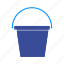 bucket, handle, household, plastic, pot, wash 
