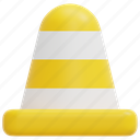 cone, construction, traffic, safety, danger, post, bollards, 3d 