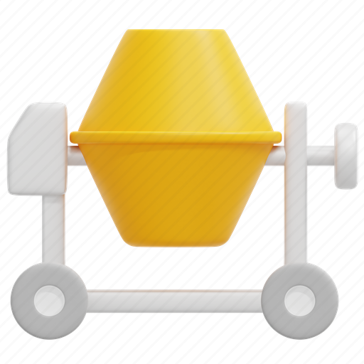 Concrete, mixer, construction, industry, cement, mixing, 3d 3D illustration - Download on Iconfinder