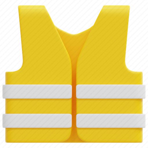 Vest, construction, safety, jacket, security, lifejacket, equipment 3D illustration - Download on Iconfinder