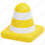 cone, construction, traffic, safety, post, danger, bollards, 3d 