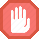 hand, stop, halt, palm, prohibited, restricted, sign 