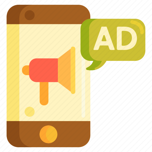 Media advertising, mobile ad, mobile advertising, phone ad, phone advertising, popup ad icon - Download on Iconfinder