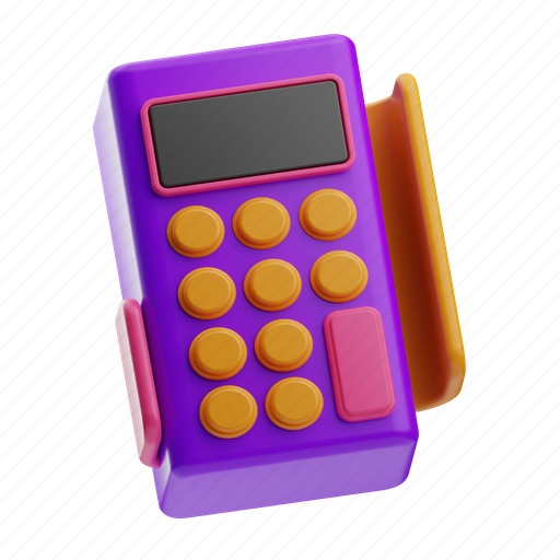 Pos, terminal, calculator, education, accounting, mathematics, finance 3D illustration - Download on Iconfinder