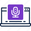 laptop, microphone, podcast, broadcast, computer 