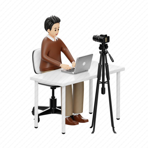 Recording, camera, character, business, work, job, businessman 3D illustration - Download on Iconfinder