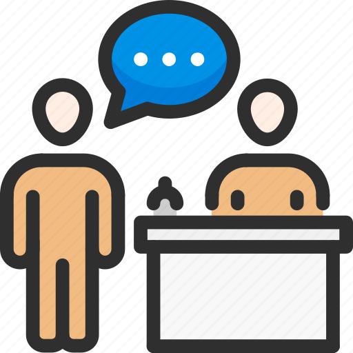 Communication, conversation, discussion, people, question, reception, receptionist icon - Download on Iconfinder